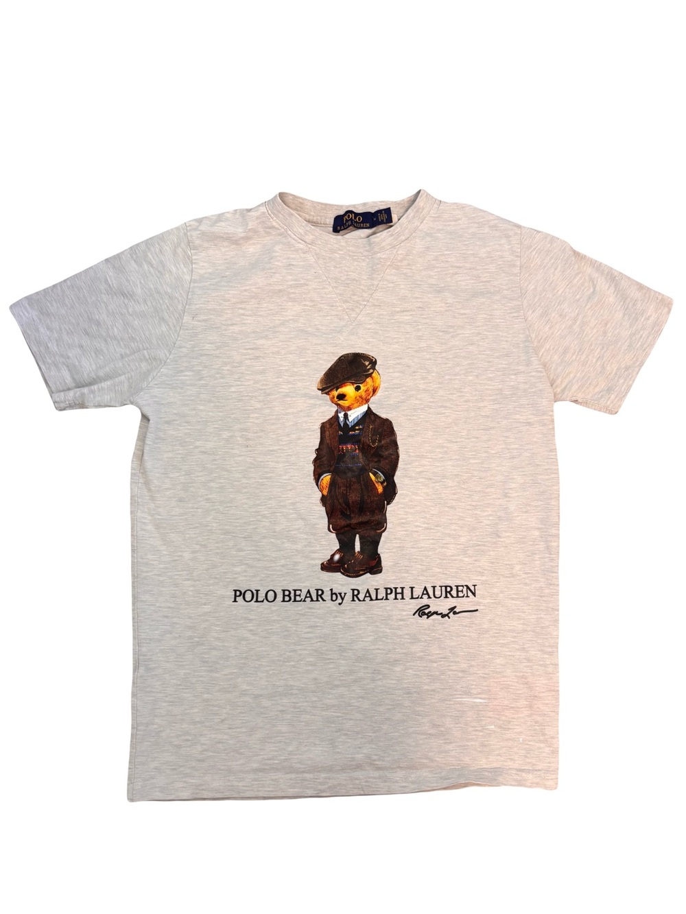 Ralph Lauren Polo Bear Tee - Light Gray with Brown Bear Graphic